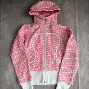 LULULEMON Scuba Hoodie zip up Small pink white yoga sweater athletics